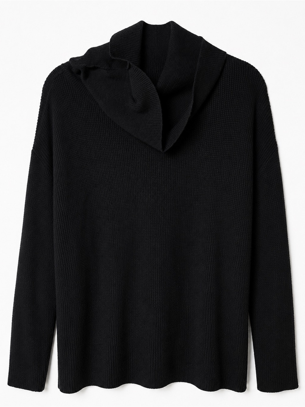 LOFT Black Hooded Knit Sweater